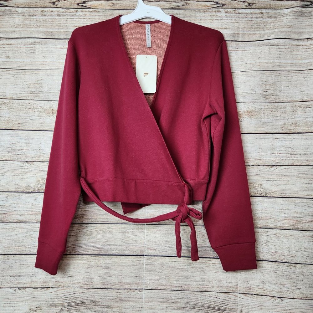 New With Tags Fabletics Mandy Side Tie Top Wrap Burgundy Athletic Women's Size M